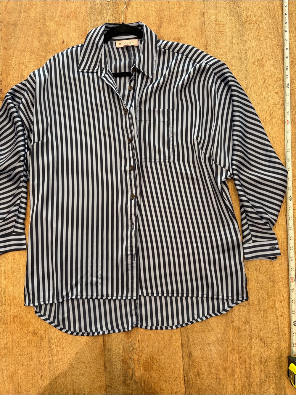 Philosophy Republic clothing Striped High-low Tunic button-down Blouse Women’s S